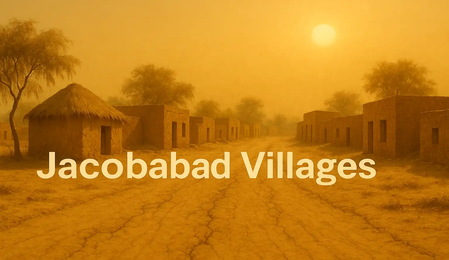 Villages in Jacobabad. Scorching summer heat and sun visible in this photo.